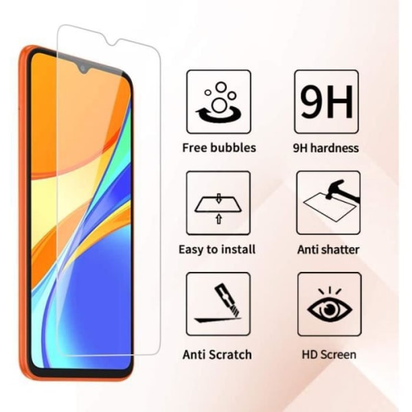 [2-pack] Xiaomi Redmi 9C 6,53" härdat glas + bakkamera härdat glasskydd, 9H härdat glasskyddsfilm