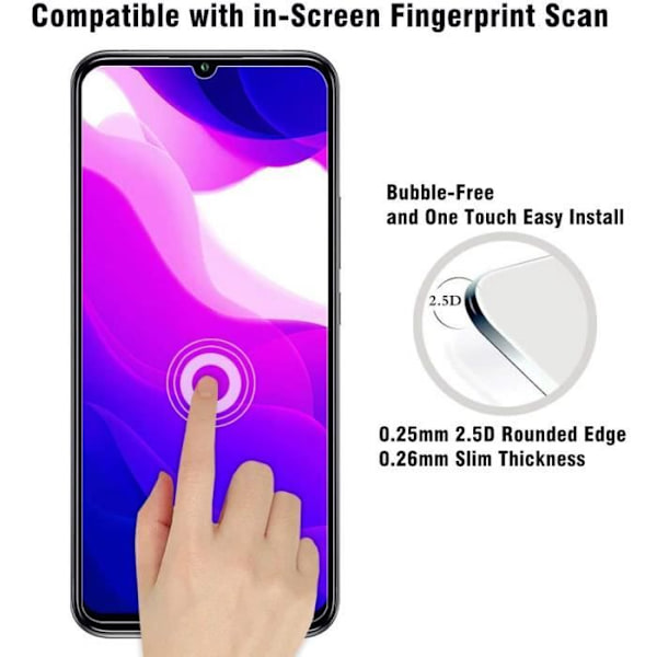Skærmbeskyttelsesglas til Xiaomi Mi 10 Lite Unbreakable hærdet glas sæt af [X2] hærdet glas