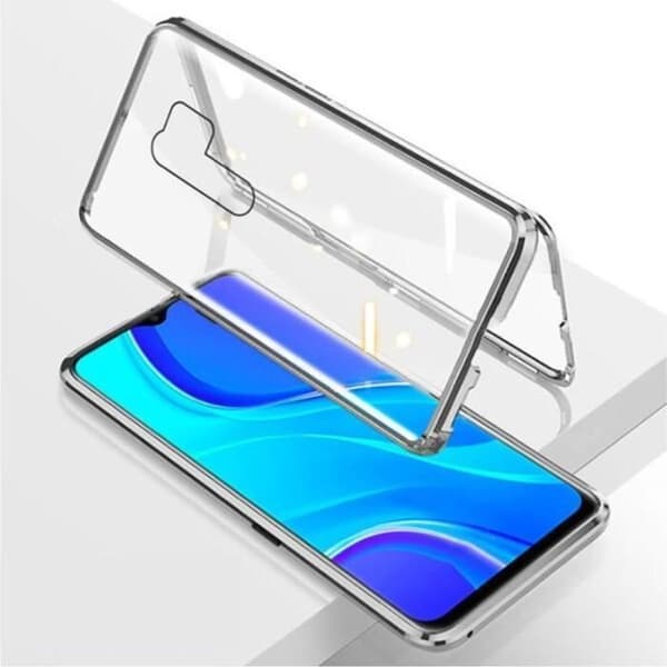 Skyddsfodral för Redmi 9 (6,53") - E.F.CONNECTION - Magnetiskt härdat glas - Silver Silver