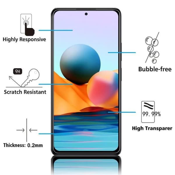 Skyddsglas - VCOMP - Pack om 2 - Härdat Glas - För Xiaomi Redmi Note 10/10S - Repvänlig