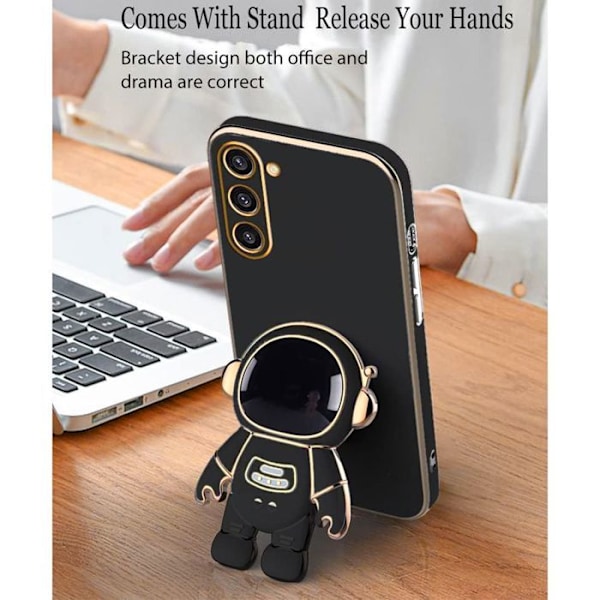Coque til Xiaomi Redmi Note 14 5G (ikke til 4G), Stødabsorberende Beskyttelse med 3D Astronaut Støtte - Sort Svart