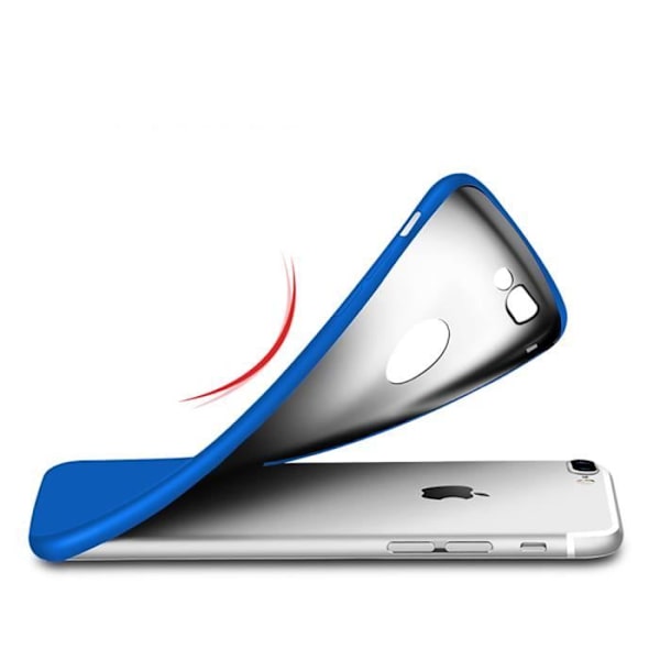iPhone 6 Plus 6S Plus-fodral (5,5 tum) + Anti-shock TPU Slim Gel i härdat glas - Mattblå Blå