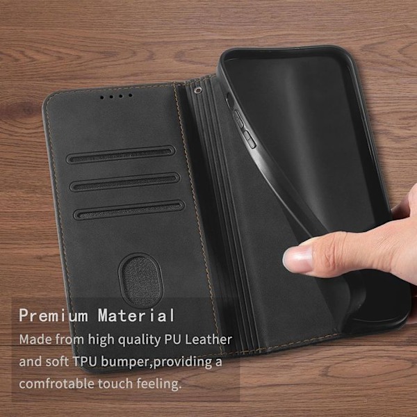 Coque til Xiaomi Redmi 14C, Flip Case i Magnetisk Syntetisk Læder Stødabsorberende Mosaikmønster - Sort Svart