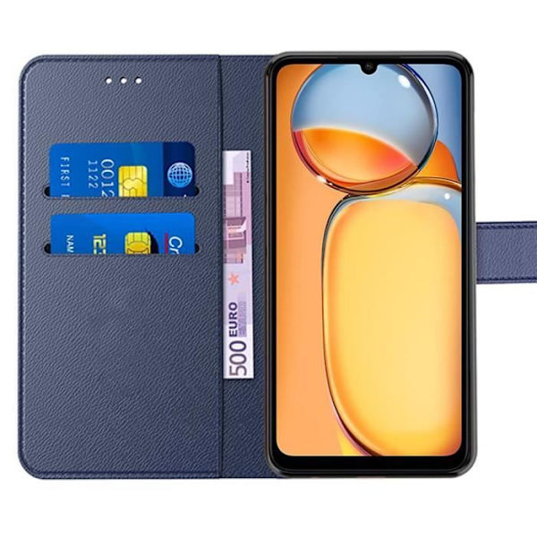 Stötbeständigt skal - Xiaomi - Redmi 13C - PU-läder - TPU - Plånboksfunktion marinblå
