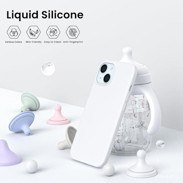 Skyddsfodral - iPhone - 15 - Flytande Silikon - Matt Effekt - Flexibel Vit