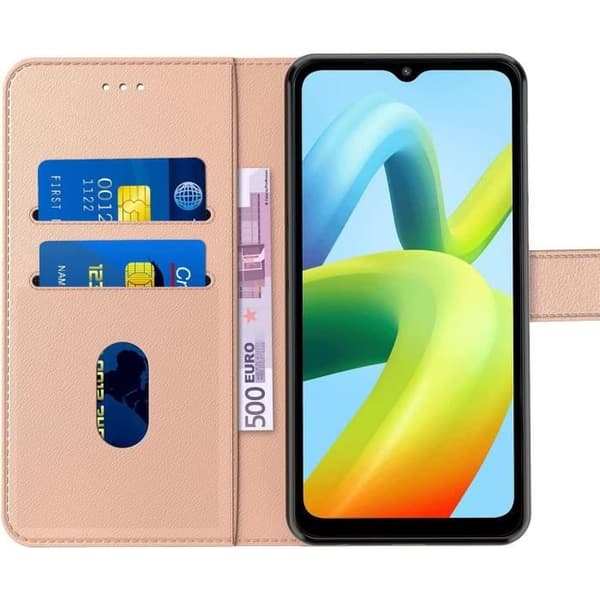 Skyddskal - E.F.CONNECTION - Redmi Note 12 - Rosa - Stöttålig - Läderlook - 2 Härdade Glas Rosa
