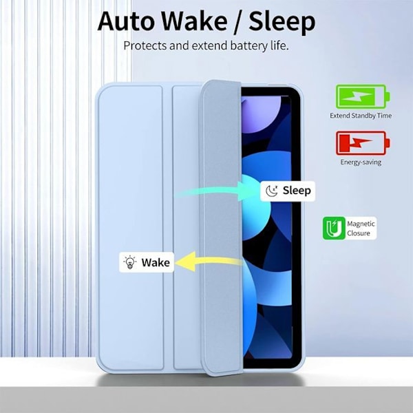 Coque + Härdat Glas för iPad 11" (A16) / iPad 10,9" 10:e Generationen, Stötsäker Skydd med Sleep/Wake Stöd - Blå Blå