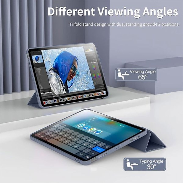 Coque + Härdat Glas för iPad 10,2 Tum (7/8/9:e Generationen, 2019/2020/2021) Stöttålig Skydd Väcka/Sovläge - Lila Lila