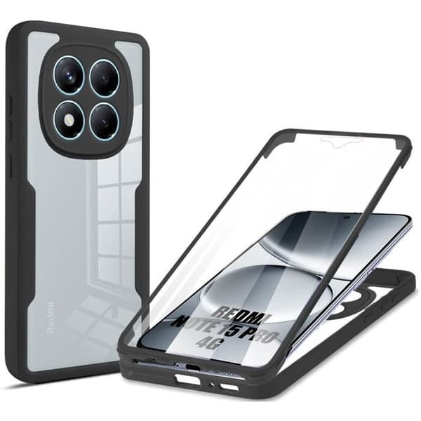 Skal för Xiaomi Redmi Note 15 Pro 4G - 360 Skydd Hård Förstärkt Hel Solid - Svart Svart