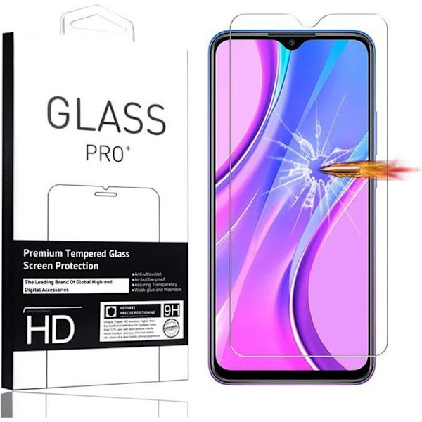 Skærmbeskytter - Xiaomi - Redmi 9 - 9H hærdet glas - Nem installation - Anti-kradsemærker