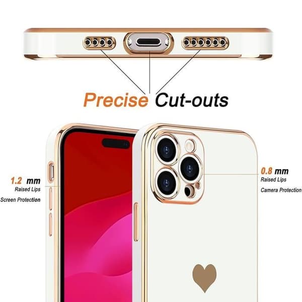 Siliconfodral - Lyx - för iPhone 15 Pro - Stötsäker - Hjärtmönster - Skärmförsvar Vit