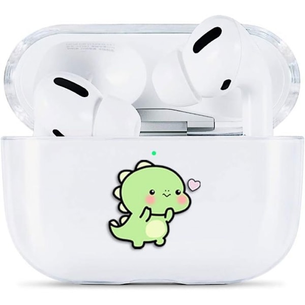 Coque til AirPods Pro 1. generation 2019, stødresistent hård gennemsigtig med dinosaurmønster Transparent