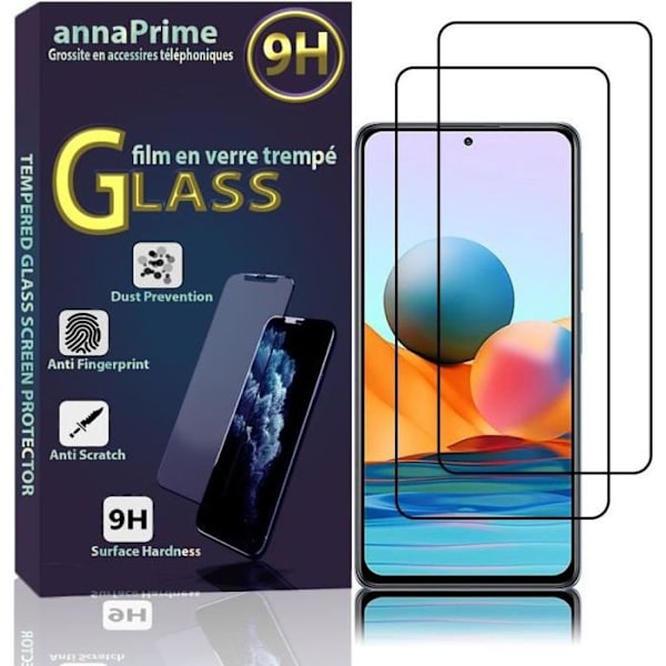 VCOMP® til Xiaomi Redmi Note 10 Pro 6.67": Parti - Pakke med 2 farvede fuldskærms-skærmbeskyttere af hærdet glas - SORT SVART