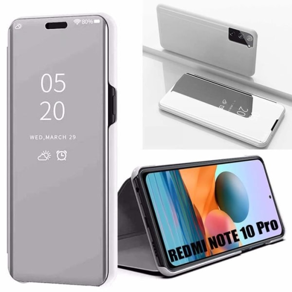 Fodral för Redmi Note 10Pro 4G (6,67") High Performance Translucent Window Mirror Effect Silver silver