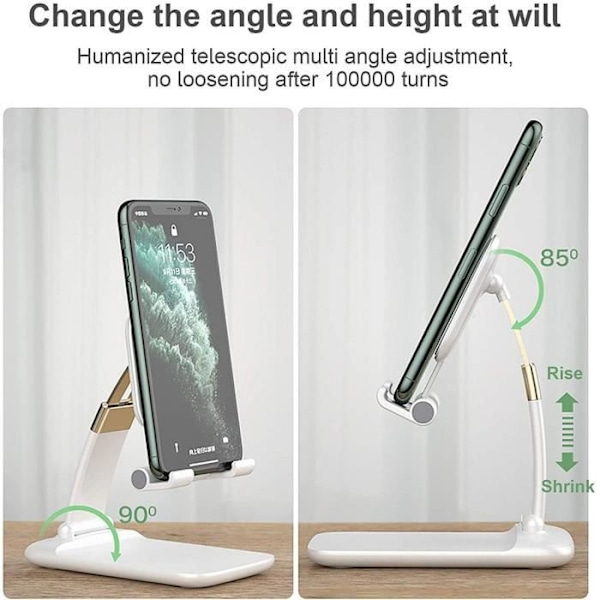 Universal justerbar telefon- og tabletholder - E.F.CONNECTION - Hvid - Ergonomisk - Multi-vinkel Vit