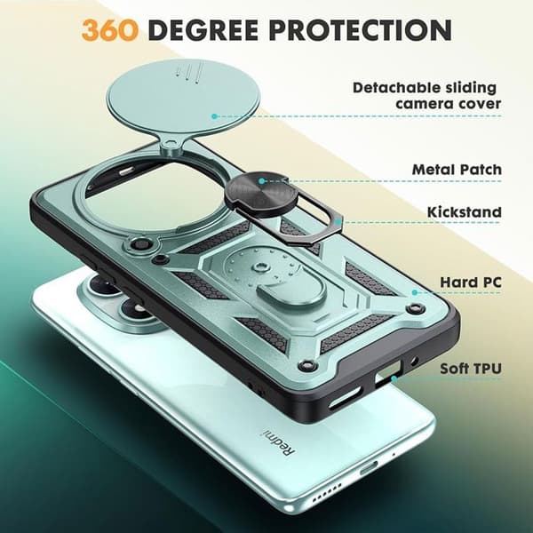 Skyddsskal för Xiaomi Redmi Note 15 Pro 5G - Robust skydd med kameraskydd - Grön Grön