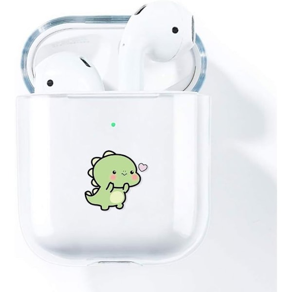 Coque til AirPods 1/2, Stødabsorbent, Anti-Rids Hårdt Gennemsigtigt Dinosaurmønster Transparent