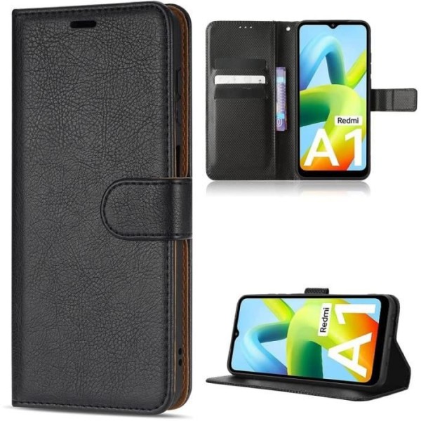 Fodral till Xiaomi Redmi A1/A2 Svart Anti Scratch Card-hållare Mjukt PU-läder 360 grader Svart