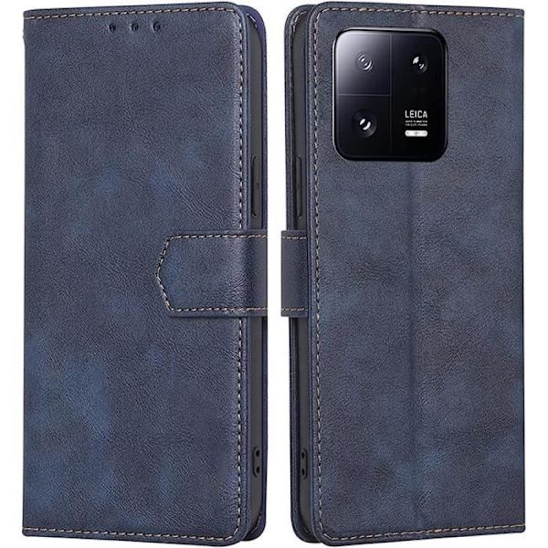 Fodral till Xiaomi 13 Pro Soft Wallet Stötsäker korthållare skydd PU-läder - Marinblå marinblå