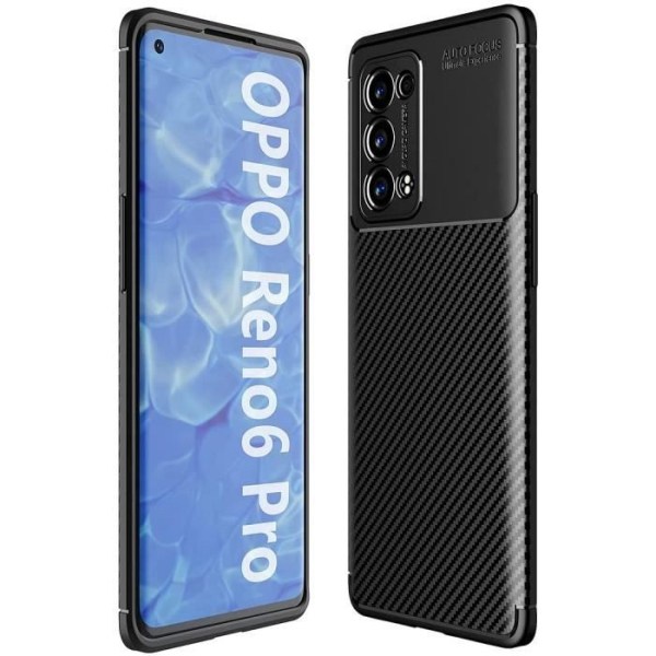 Beskyttelsesskal til OPPO Reno 6 Pro - E.F.CONNECTION - Silikone og TPU - Stålstriber - Sort Svart