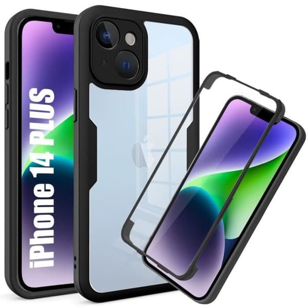 Coque - E.F.CONNECTION - för iPhone 14 Plus - Skydd 360° - Röd - Halvstyv Svart