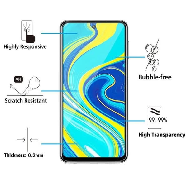 För Xiaomi Redmi Note 9S- Note 9 Pro- Note 9 Pro Max 6,67": 1 skärmskydd i härdat glas