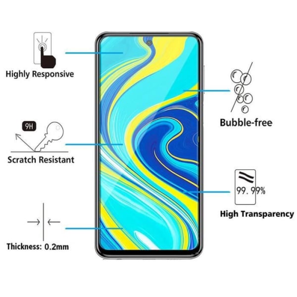 Til Xiaomi Redmi Note 9S- Note 9 Pro- Note 9 Pro Max 6,67": 1 skærmbeskytter af hærdet glas