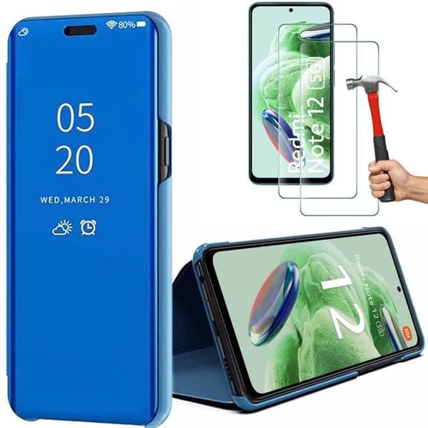Coque - E.F.CONNECTION - Xiaomi Redmi Note 12 5G - Spegel effekt - Genomskinlig - Stödfunktion Blå