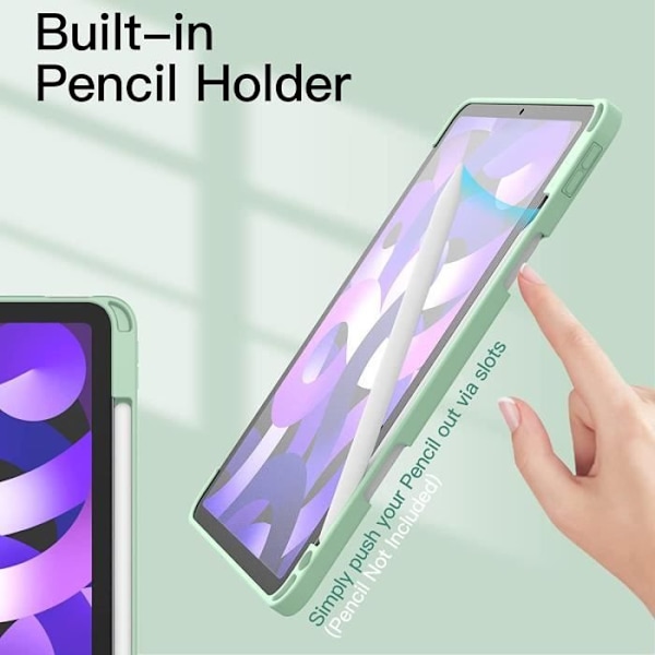 Coque til iPad Air 5-4 (10,9 Tommer 2022-2020 5. - 4. Generation) med Pencil-holder, Tynd Transparent Bagcover Støtte A[1837]