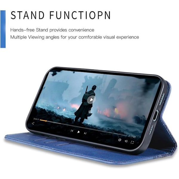 Coque + 2 Härdat Glas för Xiaomi Redmi Note 14 Pro Plus 5G/Note 14 Pro+ 5G, Marint Läder Effekt marinblå
