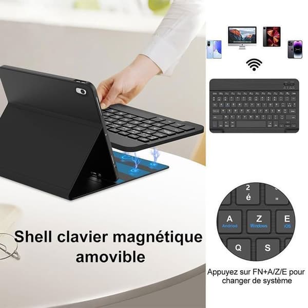 Coque Clavier - PU-läder - för iPad Air 3 / Pro 10,5 - Bluetooth-tangentbord AZERTY - Fällbart Stöd - Lätt