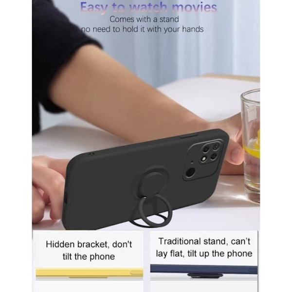 Fodral till Xiaomi Redmi 10C Color Black med stödring Svart