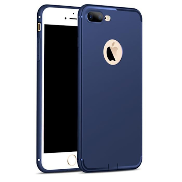Stötsäkert Anti-Scratch Matt Silikon iPhone 8Plus Fodral - Marinblå + Gratis väska
