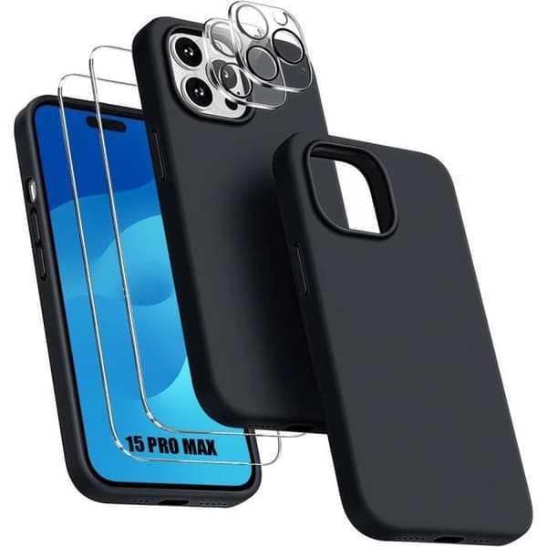 Coque - E.F.CONNECTION - för iPhone 15 Pro Max - Svart Silikon - Ultratunn - Hållbart Skydd Svart