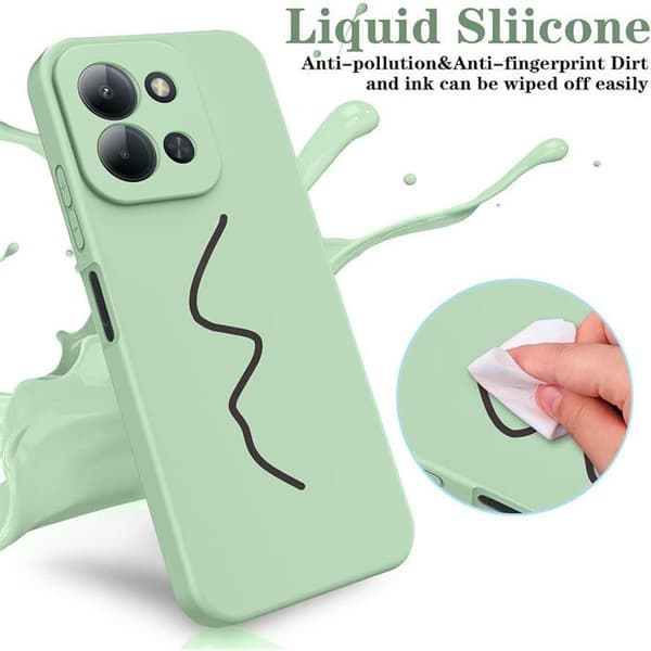 Chockresistent skal - E.F.CONNECTION - för Xiaomi Redmi 15C - Flytande silikon - 2 härdade glas - Grön Grön