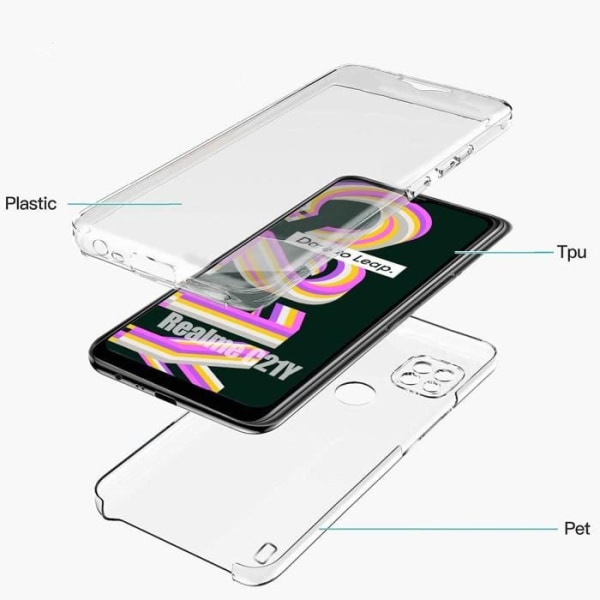 Full Body Case til realme C21Y Stødsikker beskyttelse 360° Anti-ridse Gennemsigtig Transparent