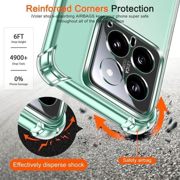 Coque - Xiaomi - 14 - Stötsäker - Transparent - Marinblå Snodd marinblå