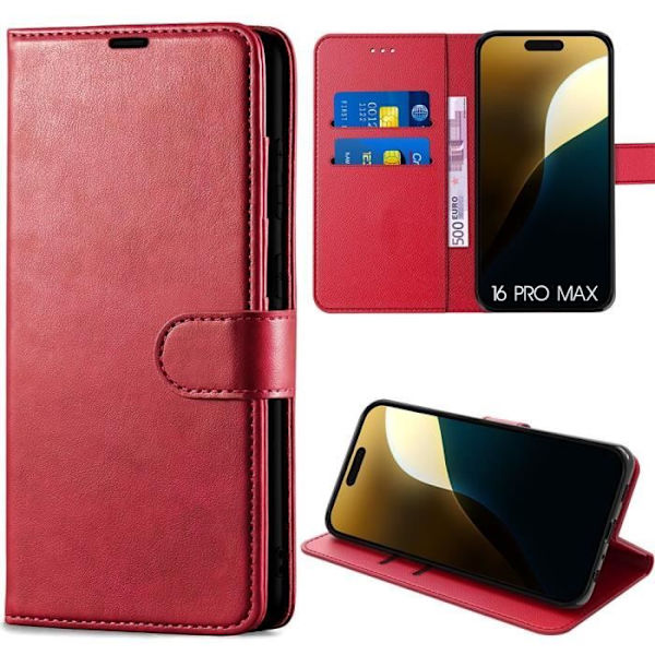 Skal till iPhone 16 Pro Max - MÄRKE - Flip Case - Repellerande - 360° skydd - Röd Röd