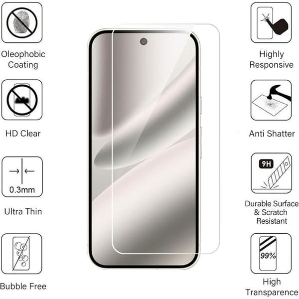 4 Härdat Glas - E.F.Connection - för Google Pixel 10 Pro - Repbeständig 9H Transparent Transparent