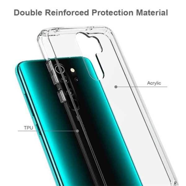 Hårt fodral för Xiaomi Redmi Note 8 Pro Anti-scratch TPU + genomskinligt akrylfodral - 395200 Röd