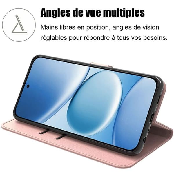 Fodral + 2 Stänkta Glas för Xiaomi Redmi Note 15 Pro 5G - Syntetisk Läder Tryckskydd Rosa Rosa