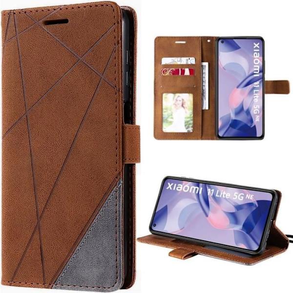 Taske til Xiaomi Mi 11 Lite - Brun PU læder magnetisk lukning etui kastanj