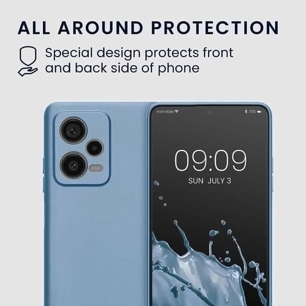 Skal - E.F.CONNECTION - För Xiaomi Redmi Note 12 Pro Plus 5G - Silikon TPU - Stötsäker - Härdat glas skyddsglas. Blå