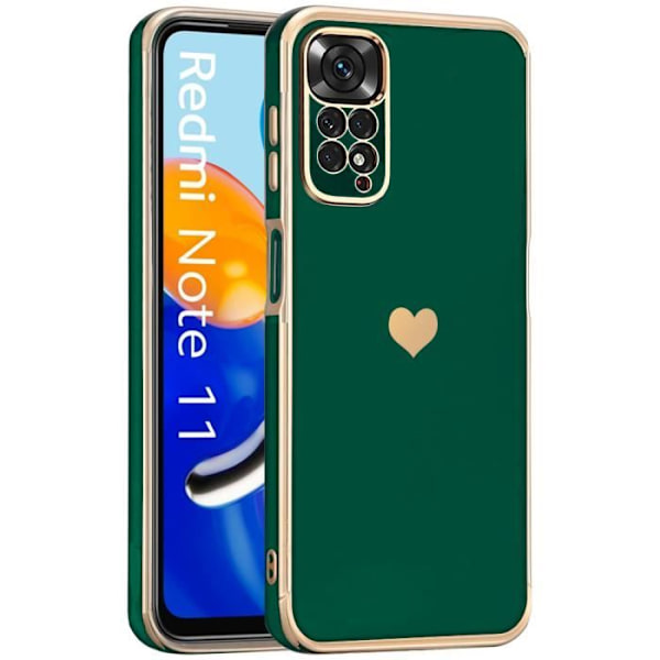 Lyxigt mjukt TPU Anti-repa hjärtmönsterfodral för Xiaomi Redmi Note 11-11S - Nattgrön