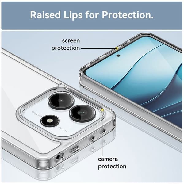 Skyddshölje - E.F.Connection® - Xiaomi Redmi Note 14 5G - Transparent - Magnetring - Stötsäker Transparent