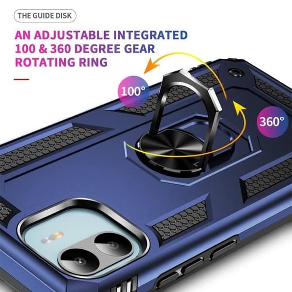 Silikonfodral - E.F.CONNECTION - för Xiaomi Redmi 13C - Stöttålig - Bakre ringstöd - Marinblå marinblå