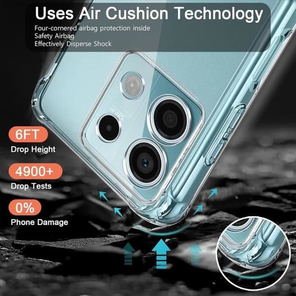 Coque - E.F.CONNECTION - för Xiaomi Redmi Note 13 5G - Silikon - Förstärkt skydd - Transparent Transparent