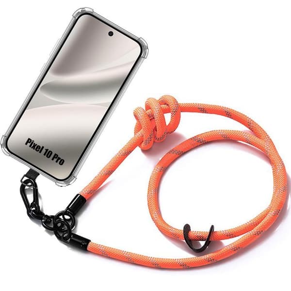 Skyddsfodral för Google Pixel 10 Pro, Förstärkt Stötskydd med Robust Orange Snodd Orange, klar