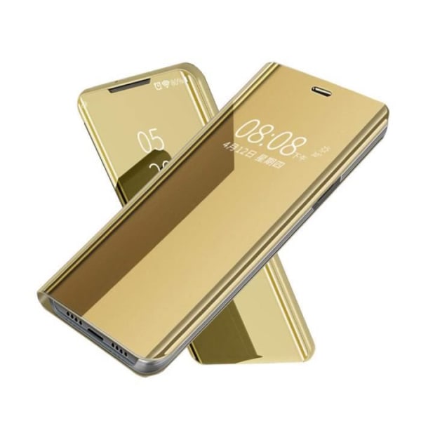 Xiaomi Mi 10 Lite Fodral, Stötsäkert Slim Folio Mirror Fodral med robust skyddsstativ för Xiaomi Mi 10 Lite, Guld
