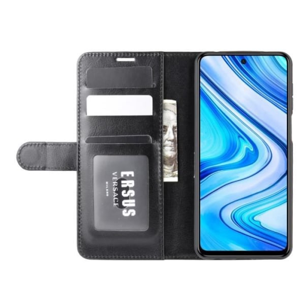 PU-læder etui - Xiaomi - Redmi Note 9S - Stødabsorberende - Magnetisk lukning - Sort Svart